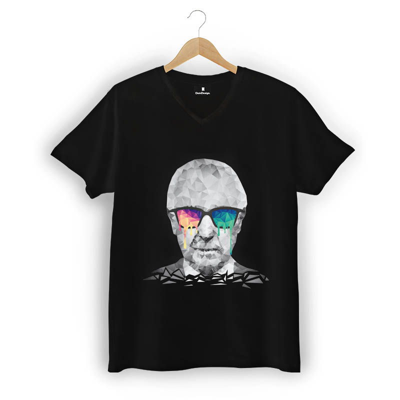 T-Shirt Männer V-Neck Schwarz