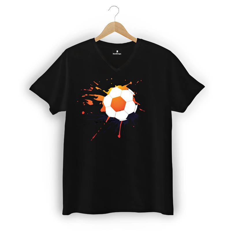 T-Shirt Männer V-Neck Schwarz