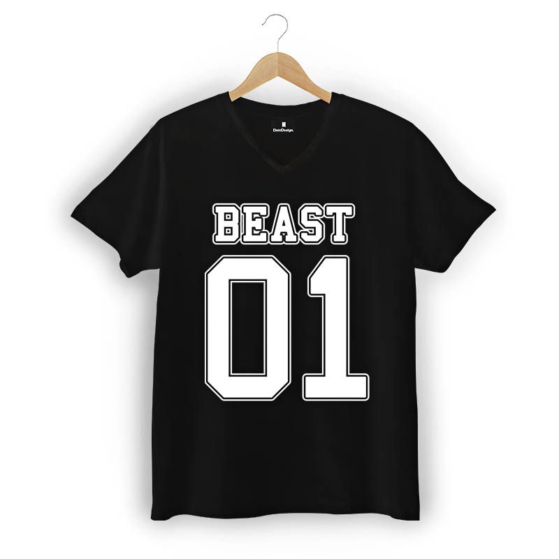 T-Shirt Männer V-Neck Schwarz