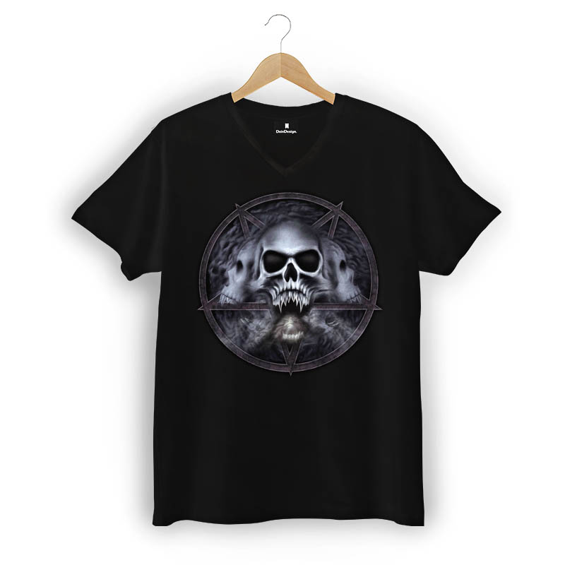 T-Shirt Männer V-Neck Schwarz