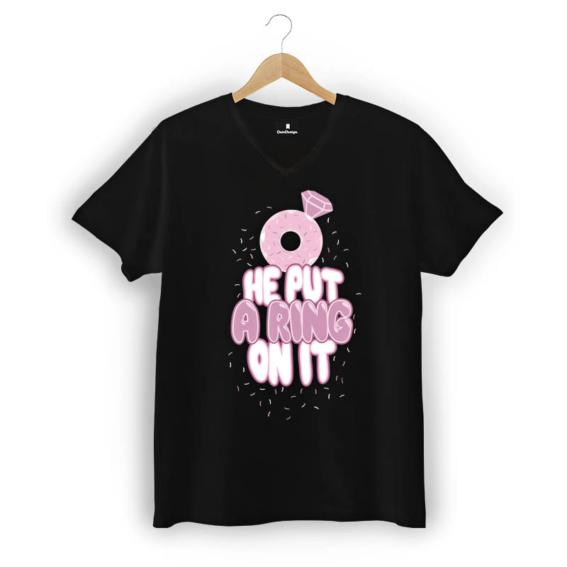 T-Shirt Männer V-Neck Schwarz