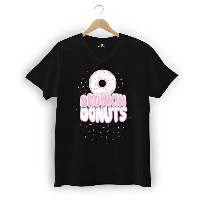 T-Shirt Männer V-Neck Schwarz