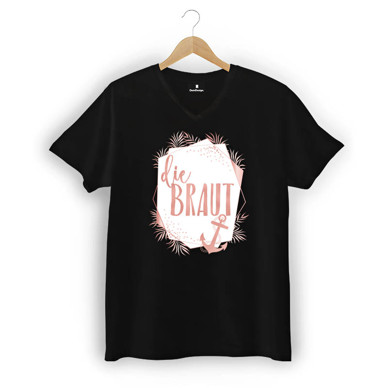 T-Shirt Männer V-Neck Schwarz