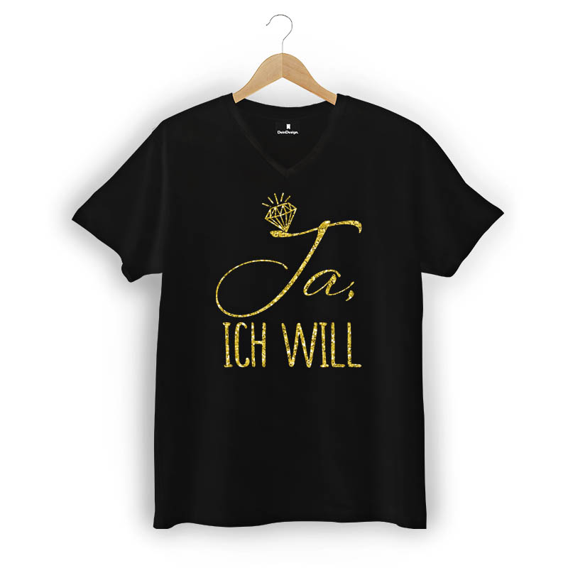 T-Shirt Männer V-Neck Schwarz