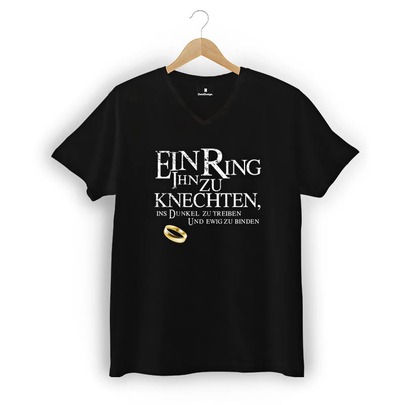 T-Shirt Männer V-Neck Schwarz