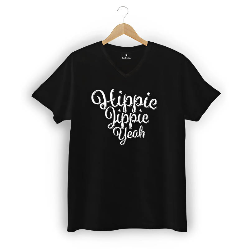 T-Shirt Männer V-Neck Schwarz