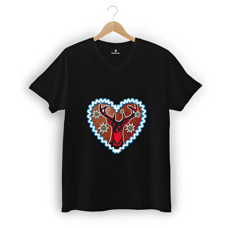 T-Shirt Männer V-Neck Schwarz