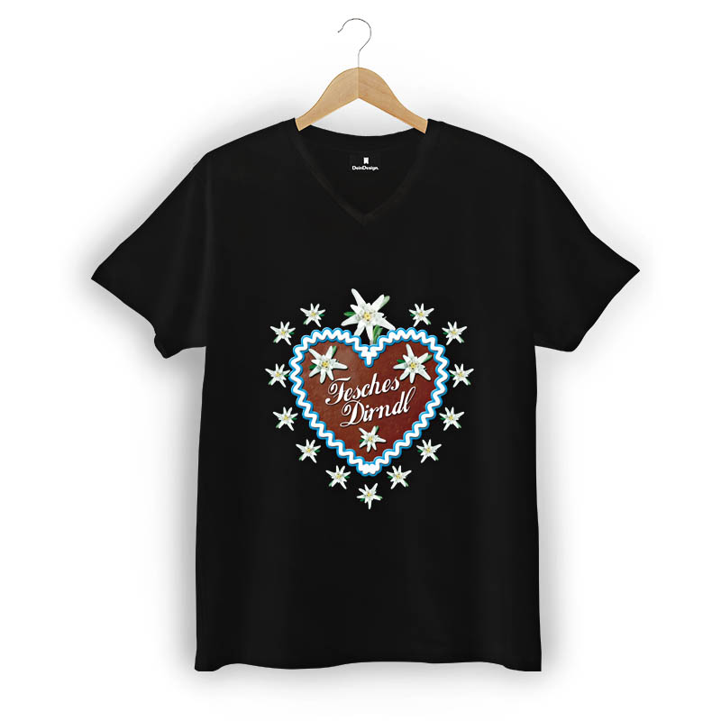 T-Shirt Männer V-Neck Schwarz