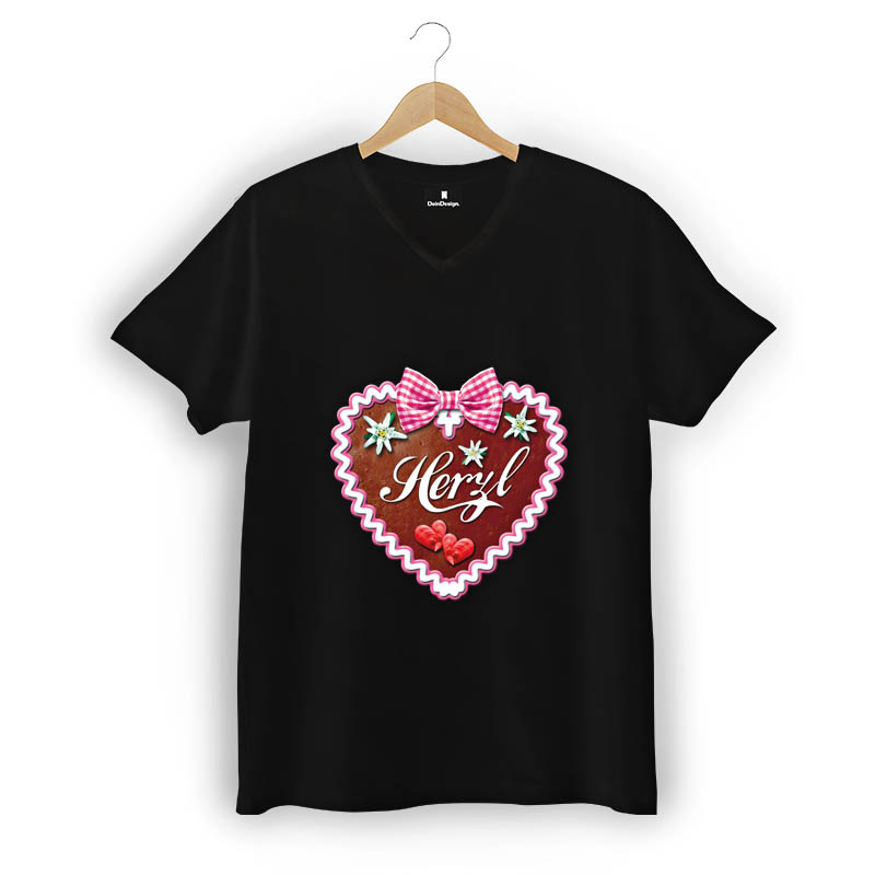 T-Shirt Männer V-Neck Schwarz