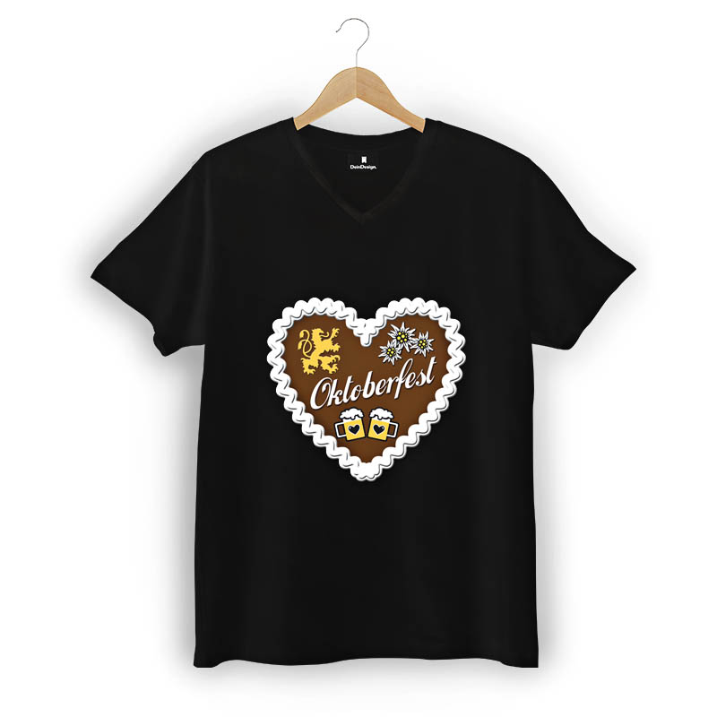 T-Shirt Männer V-Neck Schwarz