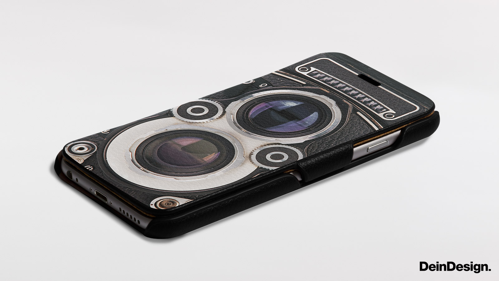Leder FlipCase schwarz