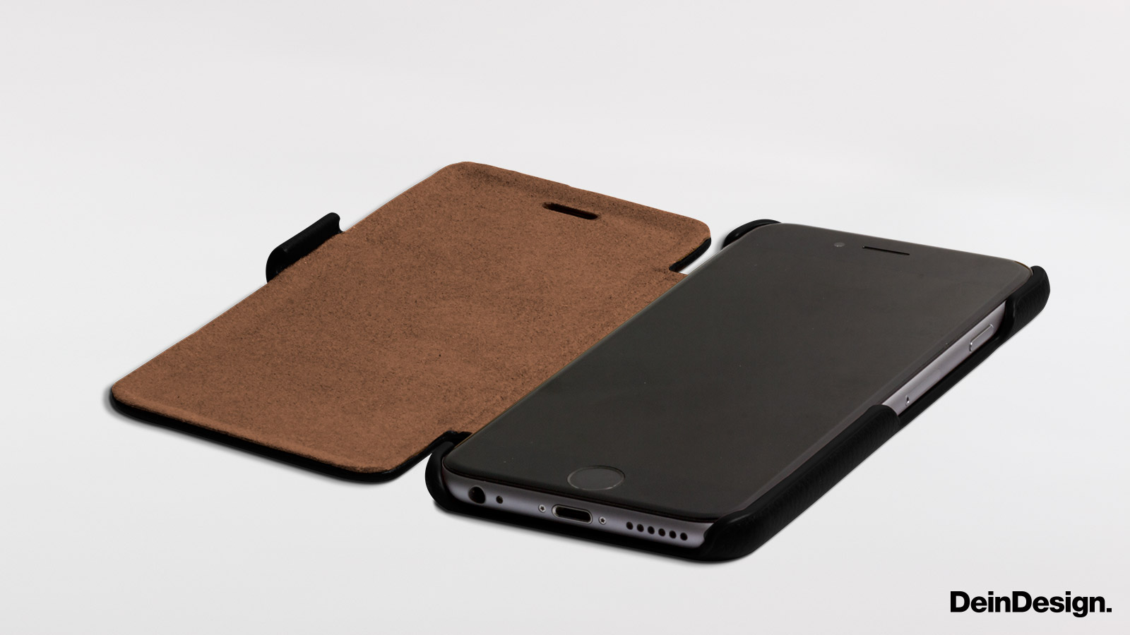 Leder FlipCase schwarz
