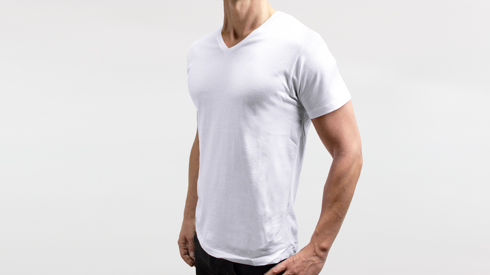 T-Shirt Männer V-Neck Weiss