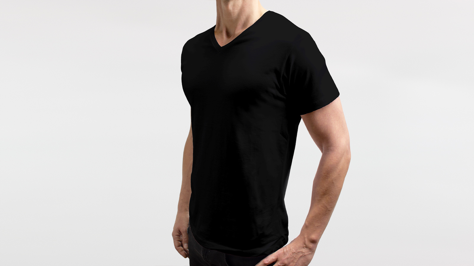 T-Shirt Männer V-Neck Schwarz
