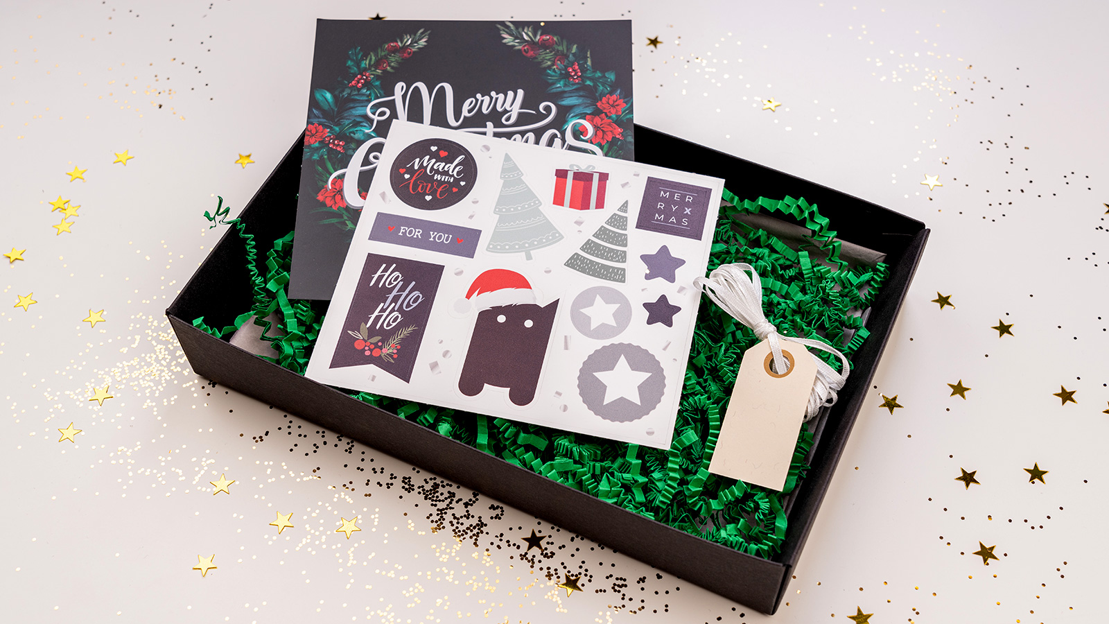 Weihnachtliche Geschenkbox schwarz