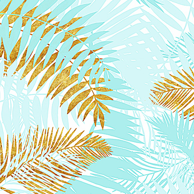 Palm Leaves Blue Gold Look - UtART