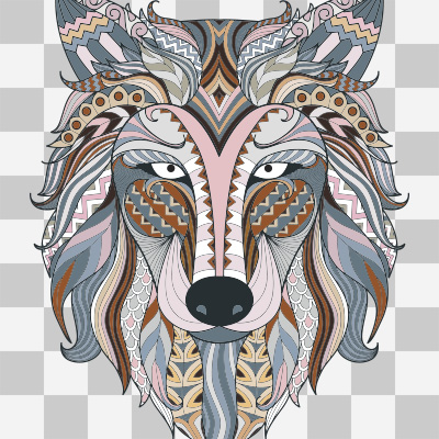 Colorful Ethno Wolf transparent - DeinDesign