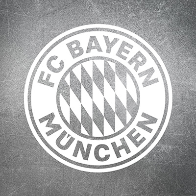 Klassisches FCB Logo Klein - Weiß auf Metalllook - FC Bayern München