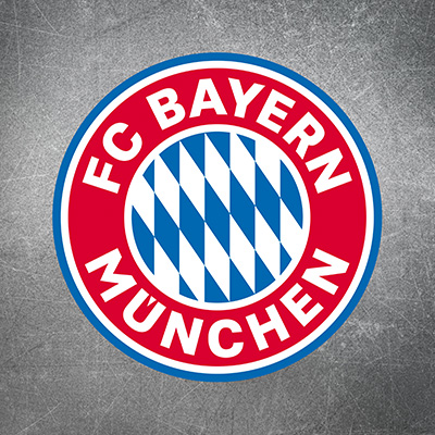 Klassisches FCB Logo Klein - Bunt auf Metalllook - FC Bayern München