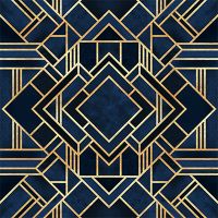 Art Deco Blue Gold Print - Elisabeth Fredriksson