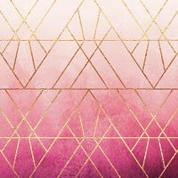 Pink Ombre Triangles Gold Print - Elisabeth Fredriksson