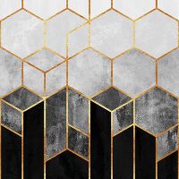 Charcoal Hexagons Gold Print - Elisabeth Fredriksson