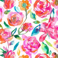 Watercolor Summer Roses - Ninola Design