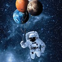 Astronaut mit Planeten - DeinDesign