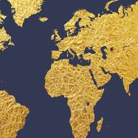 World Map Gold - Michael Tompsett