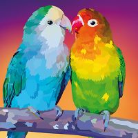 Lovebirds Colorful - Elvira Clement