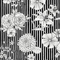 Blumen und Streifen Schwarz und Weiß - Ninola Design