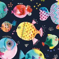 Beach Puffer Fishes Kids Navy - Ninola Design
