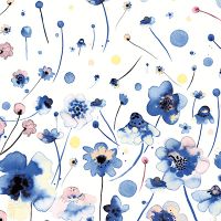 Watercolor Ink Blue Flowers - Ninola Design