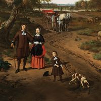Portrait of a couple with two children and a nursemaid in a landscape - DeinDesign
