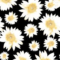Sunflower Pattern on Black - Oana Soare
