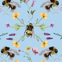 Bees and Flowers blue - UtART
