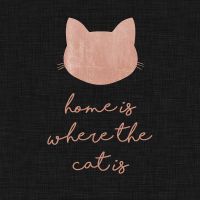 Home Is Where The Cat Is - Rosa auf Schwarz  - Orara Studio