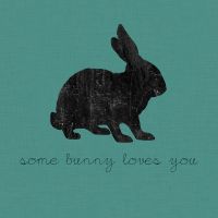 Some Bunny Loves You - Black on Turquoise - Orara Studio