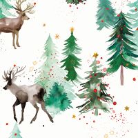 Deers and Winter Xmas Trees - Ninola Design