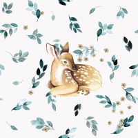 Little Deers Leaves Soft Blue - Ninola Design