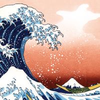 Kanagawa Welle Mit Rotem Hintergrund - DeinDesign