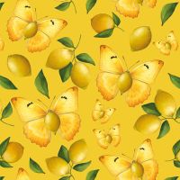 Zitrone und Schmetterling Muster Gelb - UtART