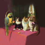 Cats and a Parrot - Bridgeman Art