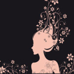 Fleurs roses dans les cheveux - SINGERDESIGN